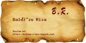 Balázs Riza névjegykártya